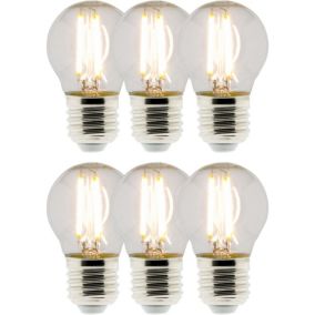 Lot de 6 Ampoules Déco filament LED Sphérique 4W E27 470lm 2700K