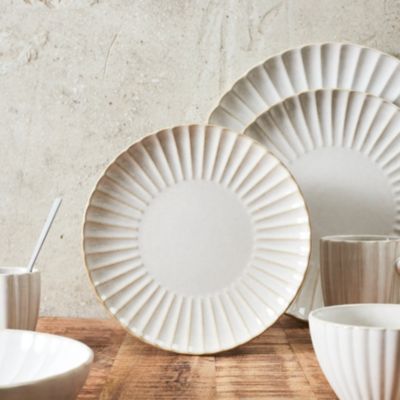 Lot de 6 Assiettes - HOME DECO FACTORY - Vlora - Striées - Élégantes - Beige