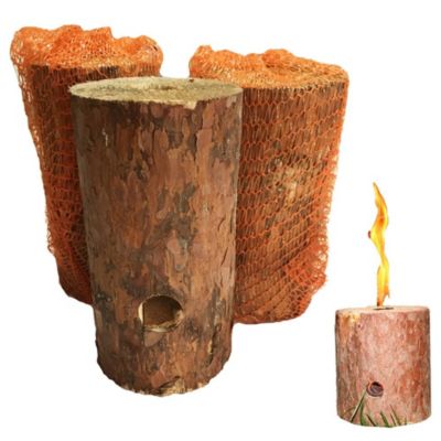 Lot de 6 Bûche suédoise avec mèche pour extérieur autonomie 1h30 à 2h