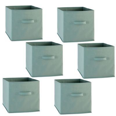 Lot de 6 boîtes de rangement en tissu Vert, L. 31 x l. 31 x H. 31 cm, MIX N'MODUL