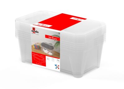 Lot de 6 boîtes de rangement avec couvercles Fly Box 6L