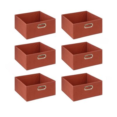 Lot de 6 boites de rangement rectangulaires en tissu Rouge, L. 31 x l. 31 x H. 15 cm, MIX'N MODUL