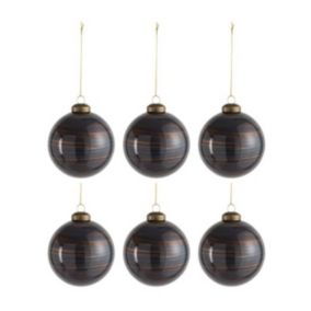 Lot de 6 Boules de Noël "Antiquan" 8cm Marron