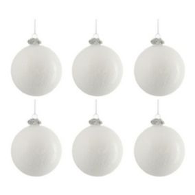 Lot de 6 Boules de Noël "Antique" 28cm Blanc