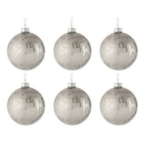 Lot de 6 Boules de Noël "Brillant" 8cm Argent