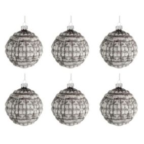 Lot de 6 Boules de Noël "Carapa" 8cm Gris