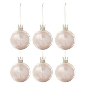 Lot de 6 Boules de Noël "Couronne" 8cm Rose