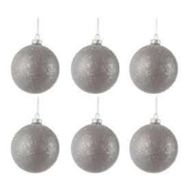 Lot de 6 Boules de Noël Design "Atop" 8cm Gris