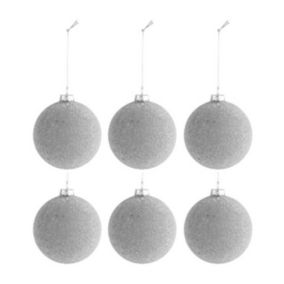 Lot de 6 Boules de Noël Design "Perles" 8cm Naturel