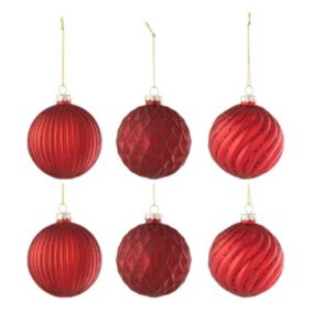 Lot de 6 Boules de Noël "Elva" 8cm Rouge