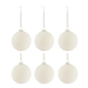 Lot de 6 Boules de Noël "Enneigée" 8cm Blanc