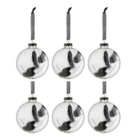 Lot de 6 Boules de Noël "Fleurs Séchées" 8cm Noir