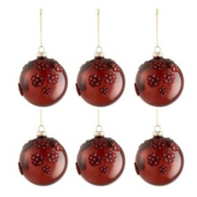 Lot de 6 Boules de Noël "Fleurs Verre" 8cm Marron