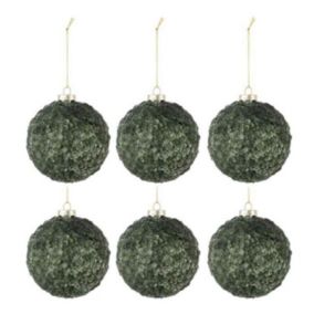 Lot de 6 Boules de Noël "Givres" 8cm Vert