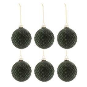 Lot de 6 Boules de Noël "Motifs" 8cm Vert Foncé