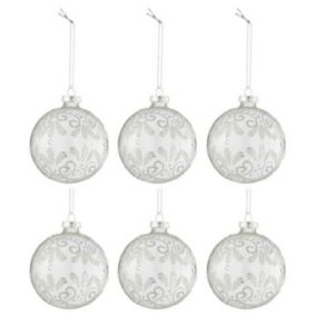 Lot de 6 Boules de Noël "Sequins" 8cm Argent