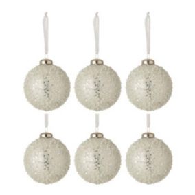 Lot de 6 Boules de Noël "Serenity" 8cm Argent