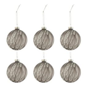 Lot de 6 Boules de Noël "Tâche Mat" 8cm Gris