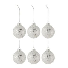 Lot de 6 Boules de Noël "étoiles" 8cm Argent