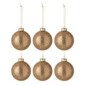 Lot de 6 Boules de Noël "étoiles" 8cm Bronze