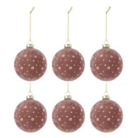 Lot de 6 Boules de Noël Velours "Ely" 8cm Rose