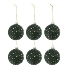 Lot de 6 Boules de Noël Velours "Ely" 8cm Vert