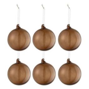 Lot de 6 Boules de Noël "Verre épais" 8cm Marron