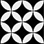 Lot de 6 carreaux adhesifs Draeger la carterie fleur graphique noir et blanc L.15 x l.15 cm
