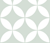 Lot de 6 carreaux adhesifs Draeger la carterie fleur vert L.15 x l.15 cm