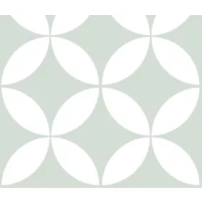 Lot de 6 carreaux adhesifs Draeger la carterie fleur vert L.15 x l.15 cm