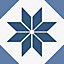 Lot de 6 carreaux adhesifs Draeger la carterie trèfle graphique bleu L.15 x l.15 cm
