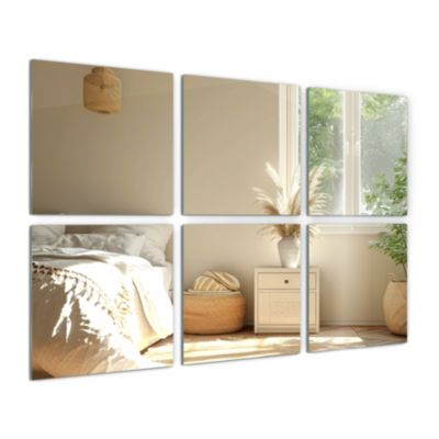 Lot de 6 Carreaux Miroir Autocollants Tulup 16x16 cm Faciles à Poser, Idéals pour Décoration Murale