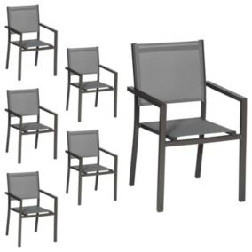 Lot de 6 chaise happy garden en aluminium 89.5 cm gris oui exterieur