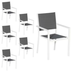 Lot de 6 chaise happy garden en aluminium 90 cm gris oui exterieur