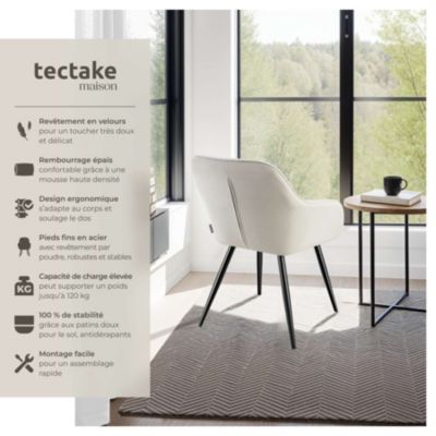 Lot de 6 chaise tectake polyester 82 cm beige
