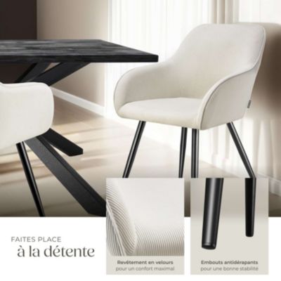 Lot de 6 chaise tectake polyester 82 cm beige