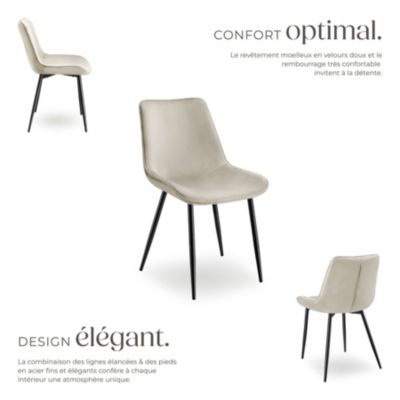 Lot de 6 chaise tectake velours 82.5 cm beige