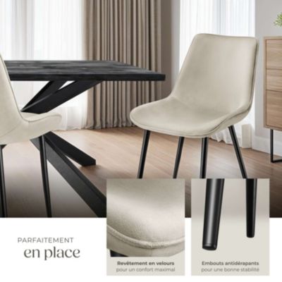 Lot de 6 chaise tectake velours 82.5 cm beige