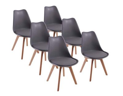 Lot de 6 chaise teeno interieur non empilable non pliable en bois H. 83 cm gris