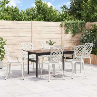Lot de 6 chaise Vidaxl en aluminium non pliable H. 93 cm exterieur blanc