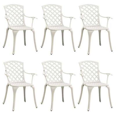 Lot de 6 chaise Vidaxl en aluminium non pliable H. 93 cm exterieur blanc