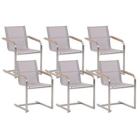 Lot de 6 chaises Acier inox Beige COSOLETO