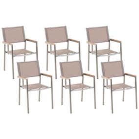 Lot de 6 chaises Acier inox Beige GROSSETO