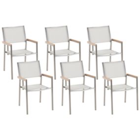 Lot de 6 chaises Acier inox Blanc GROSSETO