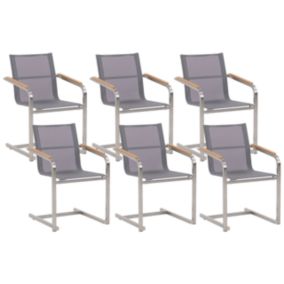 Lot de 6 chaises Acier inox Gris COSOLETO