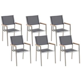 Lot de 6 chaises Acier inox Gris GROSSETO