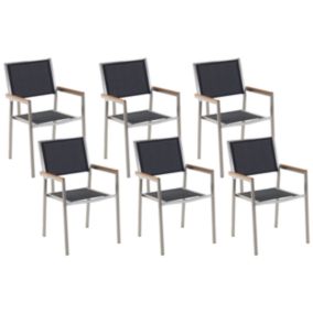 Lot de 6 chaises Acier inox Noir GROSSETO