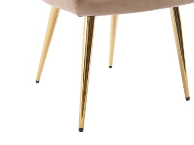 Lot de 6 chaises avec accoudoirs en velours et métal doré - Beige - ELEANA