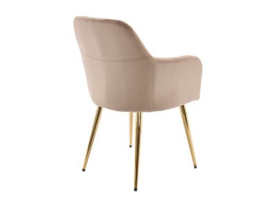 Lot de 6 chaises avec accoudoirs en velours et métal doré - Beige - ELEANA