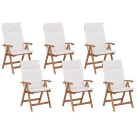 Lot de 6 chaises avec coussin Bois Blanc cassé JAVA